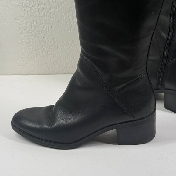 Franco Sarto Lithium Knee High Boots Black Block Heel Leather Zip Size 7M - Picture 7 of 13